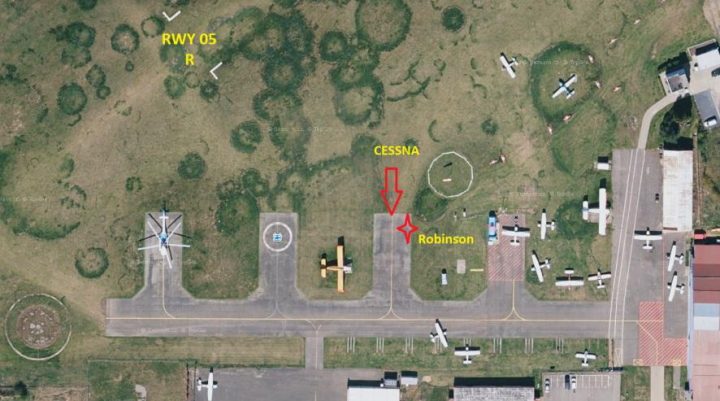Illustration 1 of 7 from ÚZPLN report CZ-21-0178: Event airplane Cessna F152 a Robinson R44 at LETI (ště Praha Letňany)