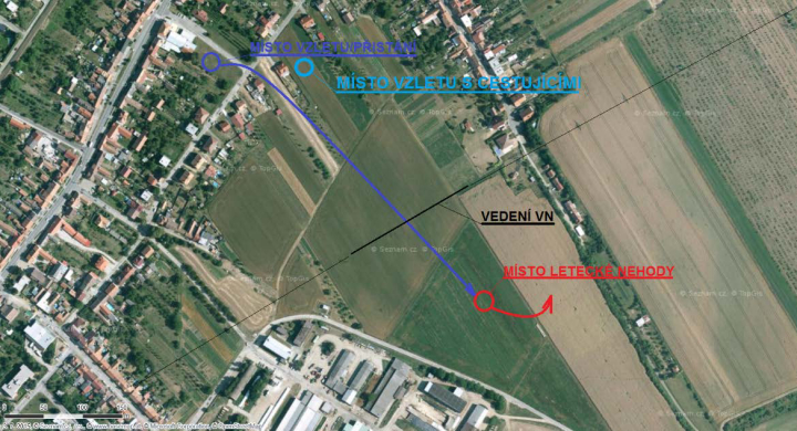 Ilustrace 2 z 2 ze zprávy ÚZPLN UZPLN-516: Událost letadla Robinson R44 RAVEN II na POLE (u obce Vnorovy)