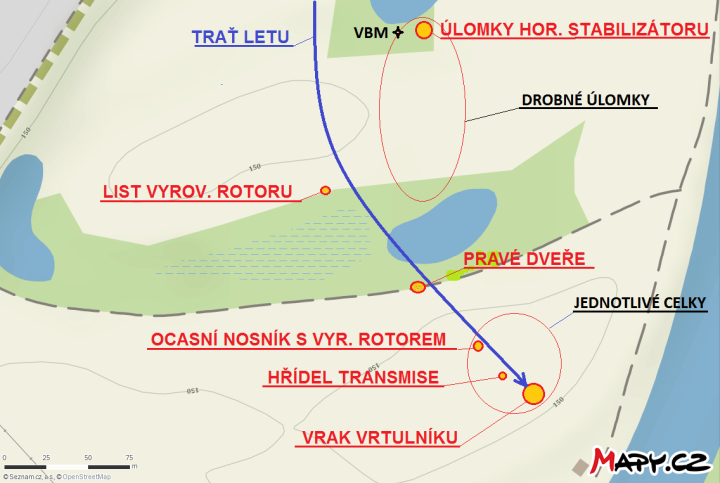 Ilustrace 2 z 6 ze zprávy ÚZPLN UZPLN-417: Událost letadla A 600 TALON na POLE (na okraji obce Bohušovice nad Ohří)