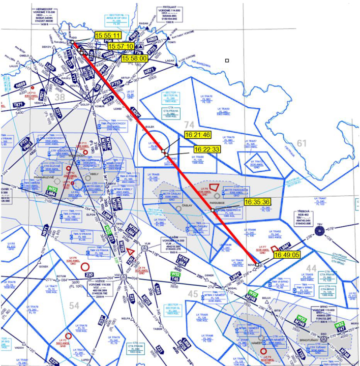 Illustration 1 of 7 from ÚZPLN report UZPLN-222: Event airplane Piper 28 -181 at BRNO (Rychlostní komunikace R 43)