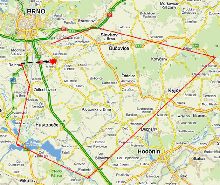 Illustration 1 of 2 from ÚZPLN report UZPLN-128: Incident airplane Cessna 172 N at OBCE (u Měnín)